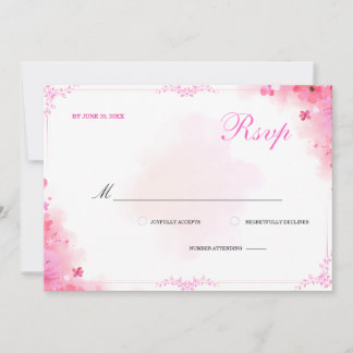 Cartão de RSVP Clássico de Aquarela Floral Rosa El