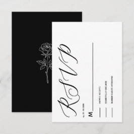 cartão de RSVP clássico simples e elegante preto e