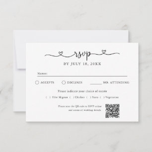 Cartão de RSVP com Código QR de Coração de Roteiro