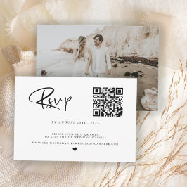 Cartão de RSVP com Código QR em Preto e Branco
