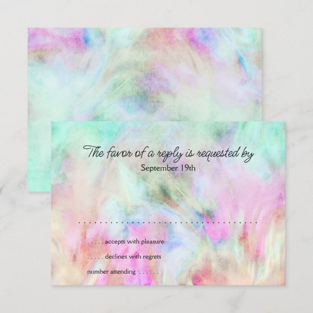 Cartão de RSVP com Design Tie Dye Aqua (Frente/Verso)