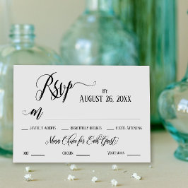 Cartão de RSVP com Flores Elaboradas e Opções de M