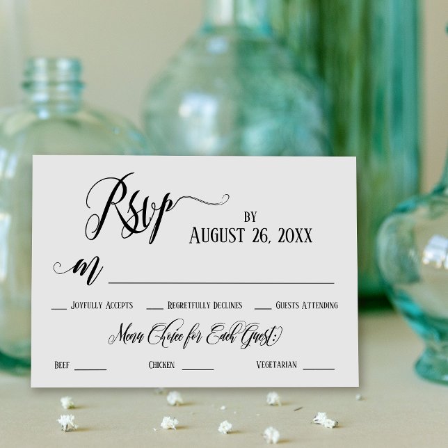 Cartão de RSVP com Flores Elaboradas e Opções de M (Criador carregado)