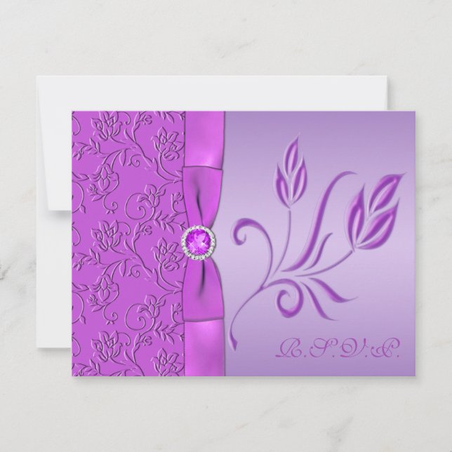 Cartão de RSVP com Joias Lilás e Roxo (Frente)