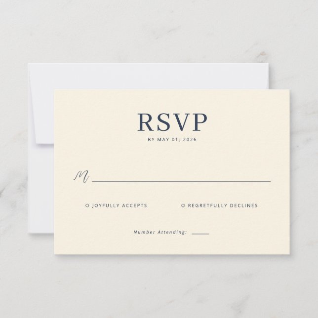 Cartão de RSVP Creme Elegante (Frente)