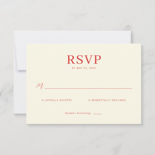 Cartão de RSVP Creme Elegante (Frente)