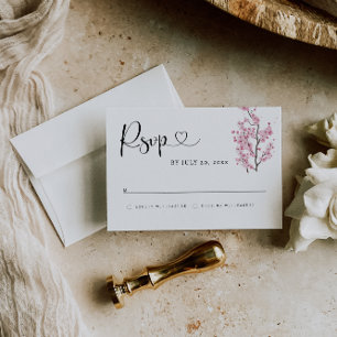 Cartão de RSVP da Flor de Cerejeira