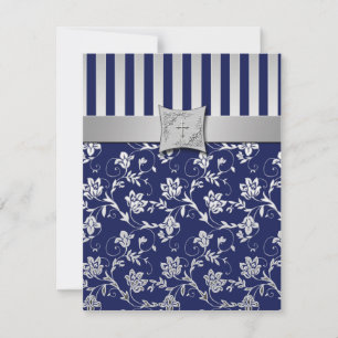 Cartão de RSVP da Marinha Cristã e Flor de Vinha P
