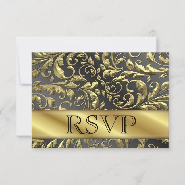 Cartão de RSVP de 50º Aniversário de Ouro (Frente)