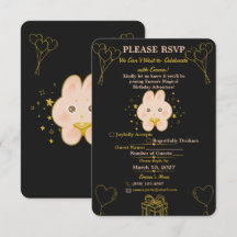 Cartão de RSVP de Aniversário de Crianças Bunny Ed