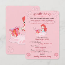 Cartão de RSVP de Aniversário Submarino Rosa Editá