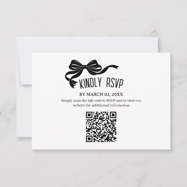 Cartão de RSVP de arco moderno com código QR (Frente)