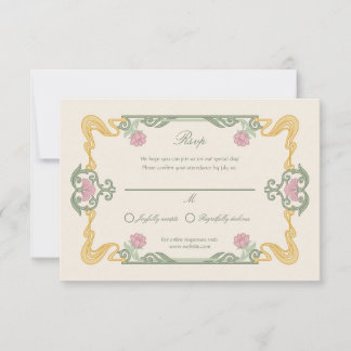 Cartão de RSVP de Arte Nova Escura Elegante