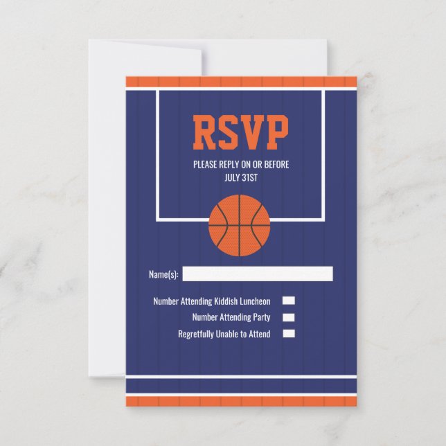 Cartão de RSVP de Basquete (Frente)