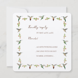 Cartão de RSVP de Beija-flor Personalizado