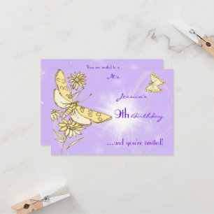 Cartão de RSVP de Borboleta Pêssego Roxo