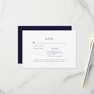 Cartão de RSVP de Casamento Azul Marinho Elegante