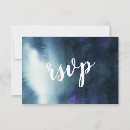 Cartão de RSVP de casamento Azul Naval Dourado com