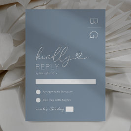 Cartão de RSVP de Casamento Azul Poeira Moderno