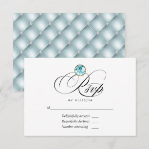 Cartão de RSVP de Casamento Blue Diamond
