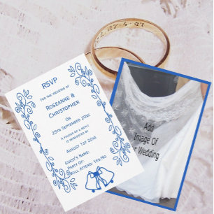 Cartão de RSVP de Casamento Blue Sapphire Bells Sc