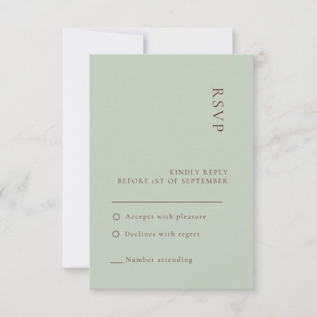 Cartão de RSVP de casamento boêmio sage minimalist (Frente)