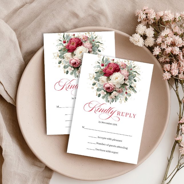 Cartão de RSVP de Casamento Boho com Acento de Our (Luxury Gold Accent Boho Wedding RSVP Card)