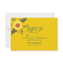 Cartão de RSVP de Casamento Boho Girassol