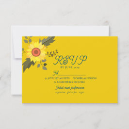 Cartão de RSVP de Casamento Boho Girassol