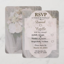 Cartão de RSVP de Casamento Boho Neutro Editável