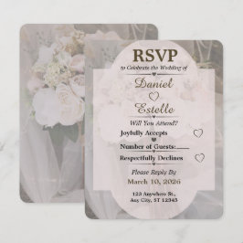 Cartão de RSVP de Casamento Boho Neutro Editável