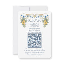 Cartão de RSVP de casamento botânico cítrico com c