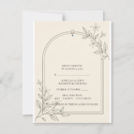 Cartão de RSVP de Casamento Botânico de Oliveira