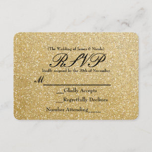 Cartão de RSVP de Casamento Brilho Glitter Glamour