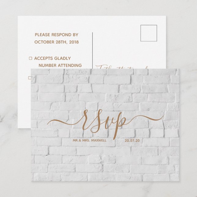 Cartão de RSVP de casamento | Cartão postal de tij (Frente/Verso)