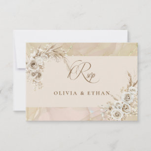 Cartão de RSVP de Casamento com Arco Floral Boho B