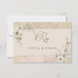 Cartão de RSVP de Casamento com Arco Floral Boho B