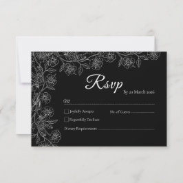 Cartão de RSVP de casamento com arte floral em pre