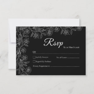 Cartão de RSVP de casamento com arte floral em pre