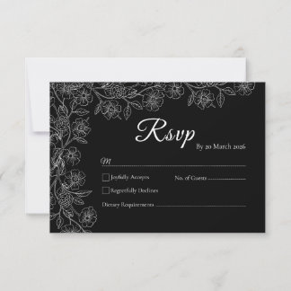 Cartão de RSVP de casamento com arte floral em pre