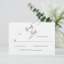 Cartão de RSVP de casamento com caligrafia elegant