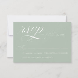 Cartão de RSVP de Casamento com Caligrafia em Verd