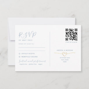 Cartão de RSVP de Casamento com Código QR de Dupla