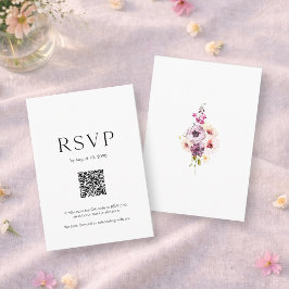 Cartão de RSVP de Casamento com Código QR | Floral