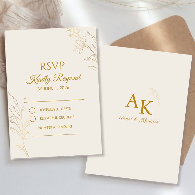Cartão de RSVP de casamento com código QR floral e (Criador carregado)