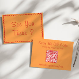 Cartão de RSVP de Casamento com Código QR Laranja
