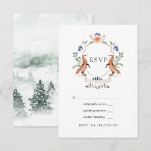 Cartão de RSVP de Casamento com Crista de Louro da