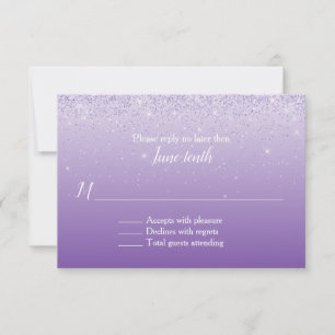Cartão de RSVP de Casamento com Efeito Ombre Viole