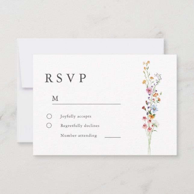 Cartão de RSVP de Casamento com Flores Silvestres  (Frente)