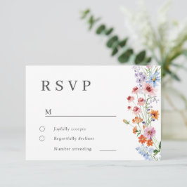 Cartão de RSVP de Casamento com Flores Silvestres